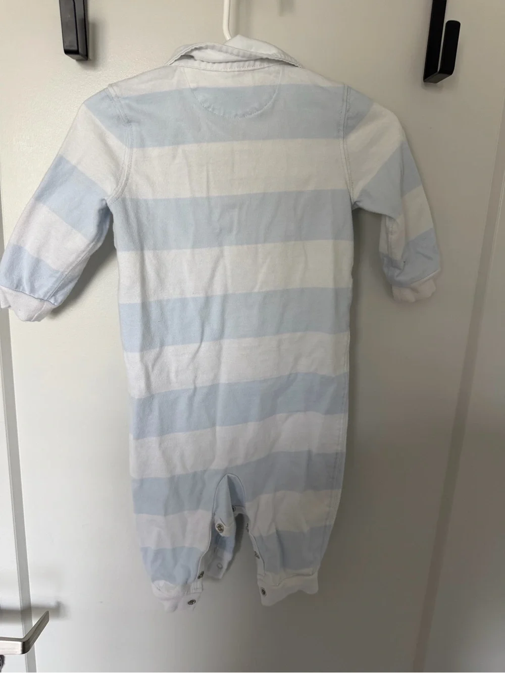 Ralph Lauren Light Blue & White Striped Rugby One-Piece